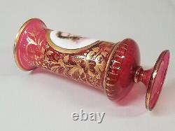 Antique MOSER Cranberry Portrait Vase WithFine Gold Gilding 19th C