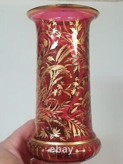 Antique MOSER Cranberry Portrait Vase WithFine Gold Gilding 19th C