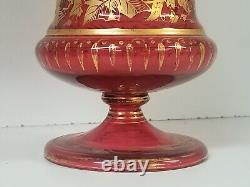 Antique MOSER Cranberry Portrait Vase WithFine Gold Gilding 19th C