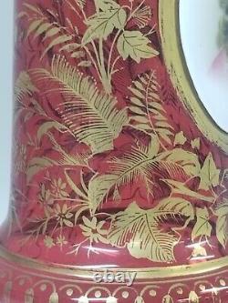 Antique MOSER Cranberry Portrait Vase WithFine Gold Gilding 19th C