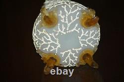 Antique MT. Washington Glass Satin Peach Blow CORALENE SEAWEED Footed Vase 8