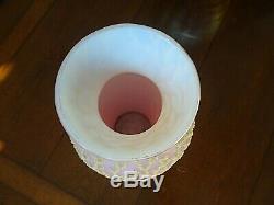Antique MT. Washington Glass Satin Peach Blow CORALENE SEAWEED Vase Cased