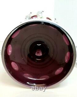 Antique Mantle Luster Czech Bohemian Glass White Cased Cut to Amethyst 9.75