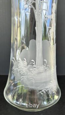 Antique Mary Gregory Pitcher Tumbler 3 Piece Set White Painted Enamel Silhouette