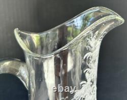 Antique Mary Gregory Pitcher Tumbler 3 Piece Set White Painted Enamel Silhouette