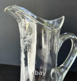 Antique Mary Gregory Pitcher Tumbler 3 Piece Set White Painted Enamel Silhouette