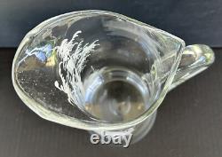 Antique Mary Gregory Pitcher Tumbler 3 Piece Set White Painted Enamel Silhouette