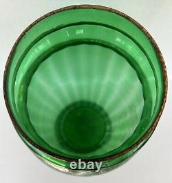 Antique Mary Gregory Vase 11.75 Green White Enamel Silhouette Victorian Woman