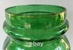 Antique Mary Gregory Vase 11.75 Green White Enamel Silhouette Victorian Woman