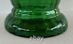 Antique Mary Gregory Vase 11.75 Green White Enamel Silhouette Victorian Woman