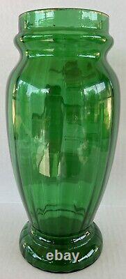 Antique Mary Gregory Vase 11.75 Green White Enamel Silhouette Victorian Woman Antique Mary Gregory Vase 11.75 Green White Enamel Silhouette Victorian Woman