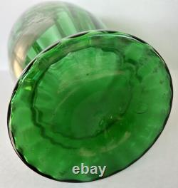 Antique Mary Gregory Vase 11.75 Green White Enamel Silhouette Victorian Woman Antique Mary Gregory Vase 11.75 Green White Enamel Silhouette Victorian Woman