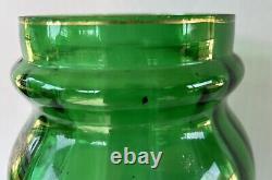 Antique Mary Gregory Vase 11.75 Green White Enamel Silhouette Victorian Woman