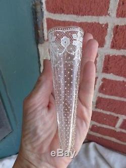 Antique Meriden Victorian Bird Silver Plate White Enamel Lace Art Glass Vase