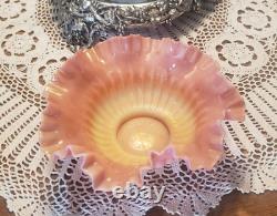 Antique (Miami Silver Co.) Victorian Bride Basket & Satin Art Glass Bowl. Nice