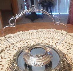 Antique (Miami Silver Co.) Victorian Bride Basket & Satin Art Glass Bowl. Nice