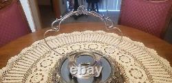 Antique (Miami Silver Co.) Victorian Bride Basket & Satin Art Glass Bowl. Nice