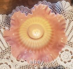 Antique (Miami Silver Co.) Victorian Bride Basket & Satin Art Glass Bowl. Nice