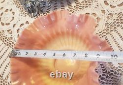 Antique (Miami Silver Co.) Victorian Bride Basket & Satin Art Glass Bowl. Nice