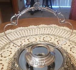 Antique (Miami Silver Co.) Victorian Bride Basket & Satin Art Glass Bowl. Nice