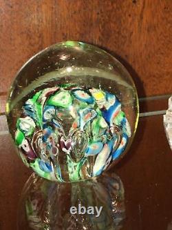 Antique Millefiori Paperweight Victorian Art Glass Concentric Flowers End of Day