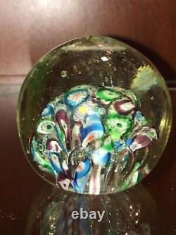 Antique Millefiori Paperweight Victorian Art Glass Concentric Flowers End of Day