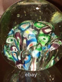 Antique Millefiori Paperweight Victorian Art Glass Concentric Flowers End of Day Antique Millefiori Paperweight Victorian Art Glass Concentric Flowers End of Day