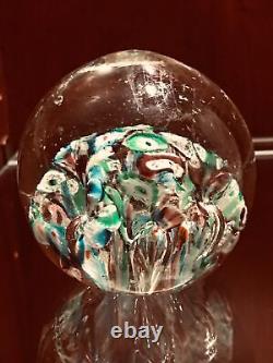 Antique Millefiori Paperweight Victorian Art Glass Concentric Flowers End of Day