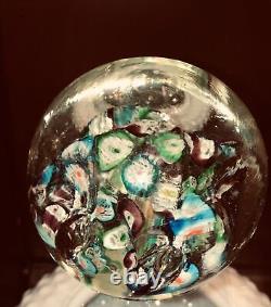 Antique Millefiori Paperweight Victorian Art Glass Concentric Flowers End of Day