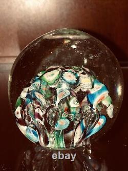 Antique Millefiori Paperweight Victorian Art Glass Concentric Flowers End of Day