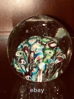 Antique Millefiori Paperweight Victorian Art Glass Concentric Flowers End of Day