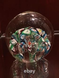 Antique Millefiori Paperweight Victorian Art Glass Concentric Flowers End of Day