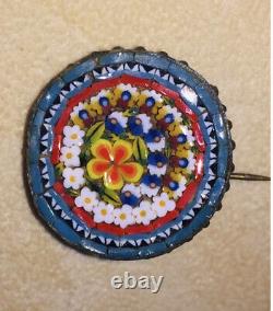 Antique Millefiori Paperweight Victorian Art Glass Concentric Flowers End of Day