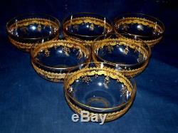 Antique Moser Art Glass Gold Gilt Etched Dessert Finger Bowl Set of SIX