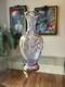 Antique Moser Bohemian Alexandrite Art Glass Hand Painted Enameled Floral Vase