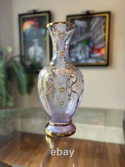 Antique Moser Bohemian Alexandrite Art Glass Hand Painted Enameled Floral Vase Antique Moser Bohemian Alexandrite Art Glass Hand Painted Enameled Floral Vase