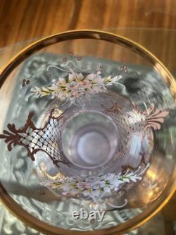 Antique Moser Bohemian Alexandrite Art Glass Hand Painted Enameled Floral Vase Antique Moser Bohemian Alexandrite Art Glass Hand Painted Enameled Floral Vase