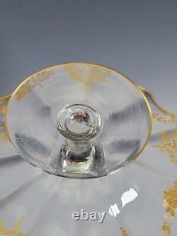 Antique Moser Bohemian Glass Tazza Compote Gold Gilt Enamel