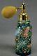 Antique Moser Bohemian Hand Enameled Juniper Berry Blue Glass Perfume Atomizer