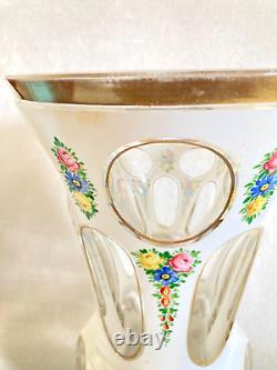 Antique Moser Bohemian White with Gold trim Cut Glass Vase