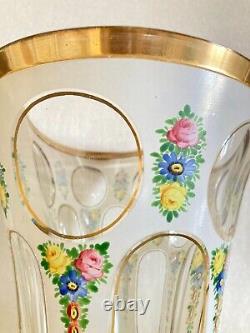 Antique Moser Bohemian White with Gold trim Cut Glass Vase