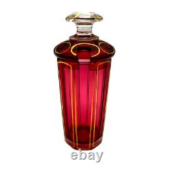 Antique Moser Cranberry Art Glass Paneled Jam Jar Decanter Antique Moser Cranberry Art Glass Paneled Jam Jar Decanter