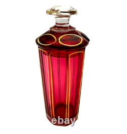 Antique Moser Cranberry Art Glass Paneled Jam Jar Decanter Antique Moser Cranberry Art Glass Paneled Jam Jar Decanter