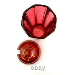 Antique Moser Cranberry Art Glass Paneled Jam Jar Decanter Antique Moser Cranberry Art Glass Paneled Jam Jar Decanter