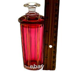Antique Moser Cranberry Art Glass Paneled Jam Jar Decanter Antique Moser Cranberry Art Glass Paneled Jam Jar Decanter