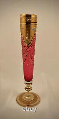 Antique Moser Glass Bud Vase, Hand Enameled