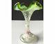 Antique Moser Green Opalescent Enameled Glass Art Nouveau Victorian Vase