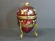 Antique Moser Victorian Enamel Cranberry Art Glass Egg-shaped Box Hinged Floral