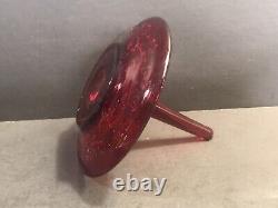 Antique Moser glass ring holder/Acorns/Gold leaves/Red Color/Czech C. 1880/Bowl