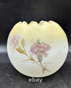 Antique Mount Washington Crown Milano Art Glass Rose Bowl Flower Floral 6.5